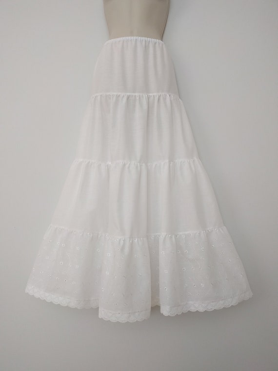 Slip Extender Scalloped Eyelet White Cotton Tiered Petticoat | Etsy