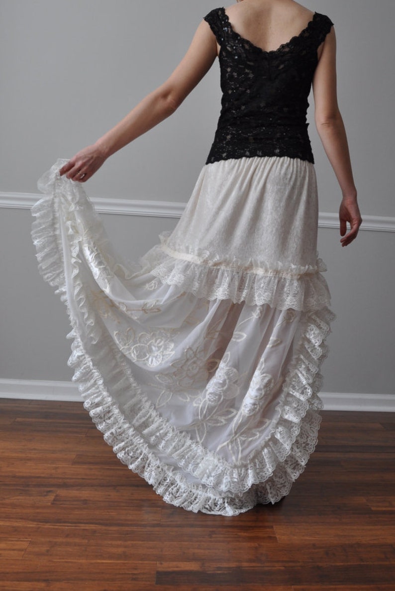 Ivory Hi Low Ruffle Bustle Skirt Steampunk Bohemian Gypsy | Etsy