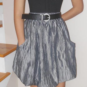 Short Silver Taffeta Balloon Skirt| Women&#39;s Skirt | Ruffle Hem Mini Skirt | Bubble Skirt | Festivals skirt| Balloon Puffy Skirt| Size XS-XL