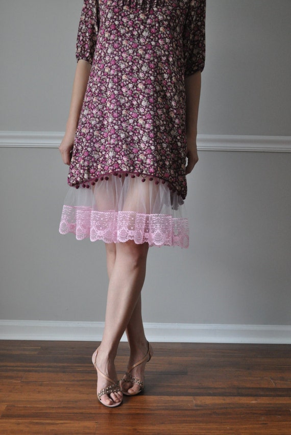 Light Pink Lace/Tulle Lace Ruffle Trim - Slip Extender - ( Available in Many Colors ) - Xs S M L XL XXL
