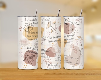 Christian Affirmation Tumbler Wrap | Inspirational Bible Verse Design for 20oz Tumblers | Digital Download