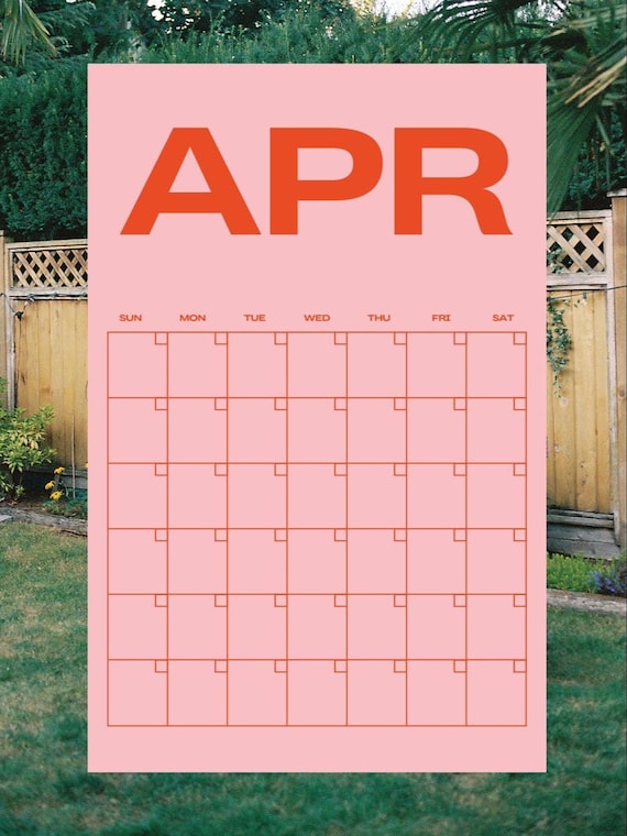 Wall Calendar | Undated, Perpetual Calendar, Monthly, Printable, 11x17, Colourful, Aesthetic Calendar