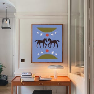 Western Blue | Horse, Western, Cowboy, Cowgirl, Rodeo, Star, Digital Print, Wall Art, Digital Download, Hand Drawn, Illustrated Wall Art