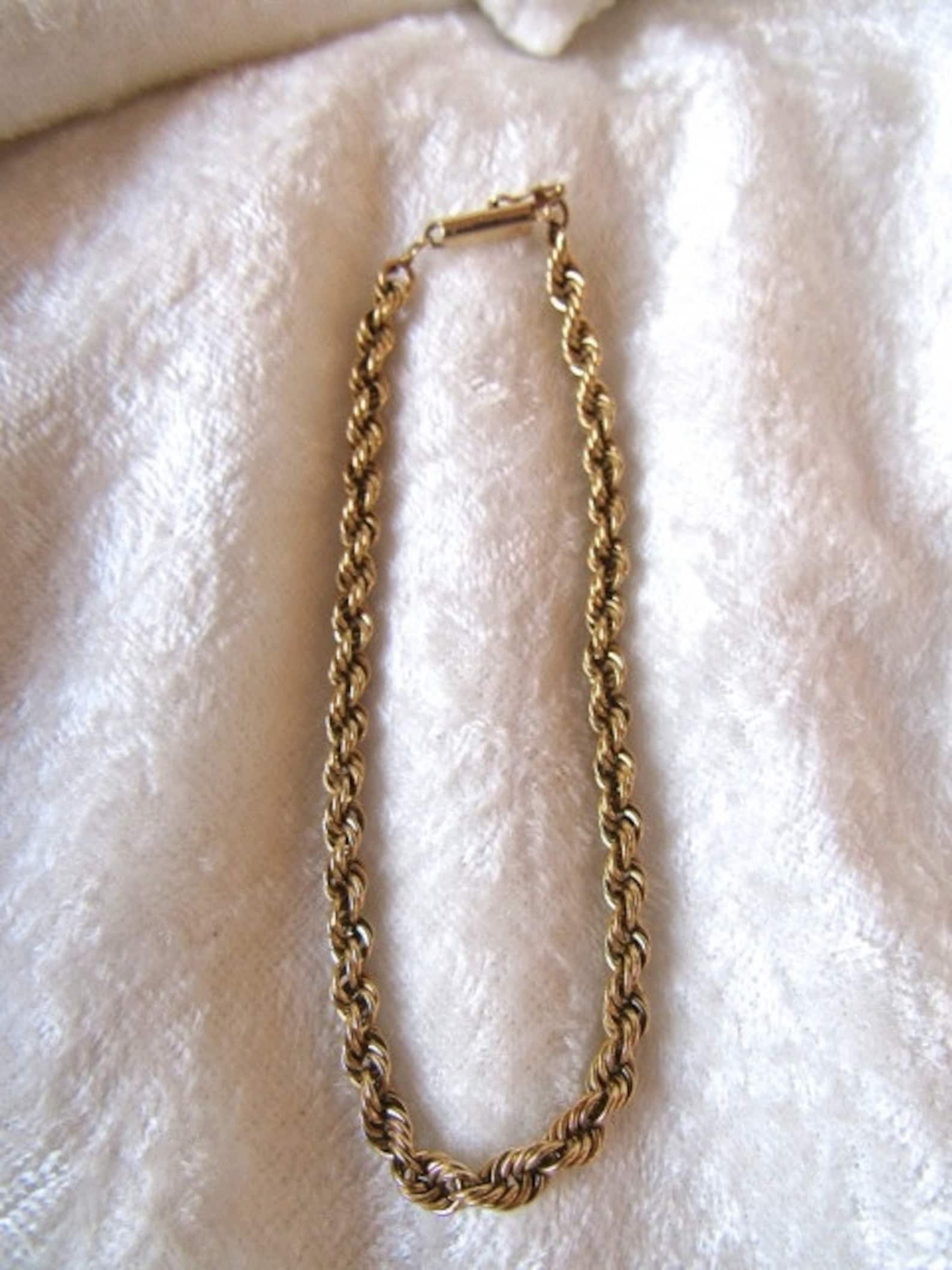 Rope Bracelet 14K Yellow Gold Solid Rope 8 Bracelet With Barrel Clasp