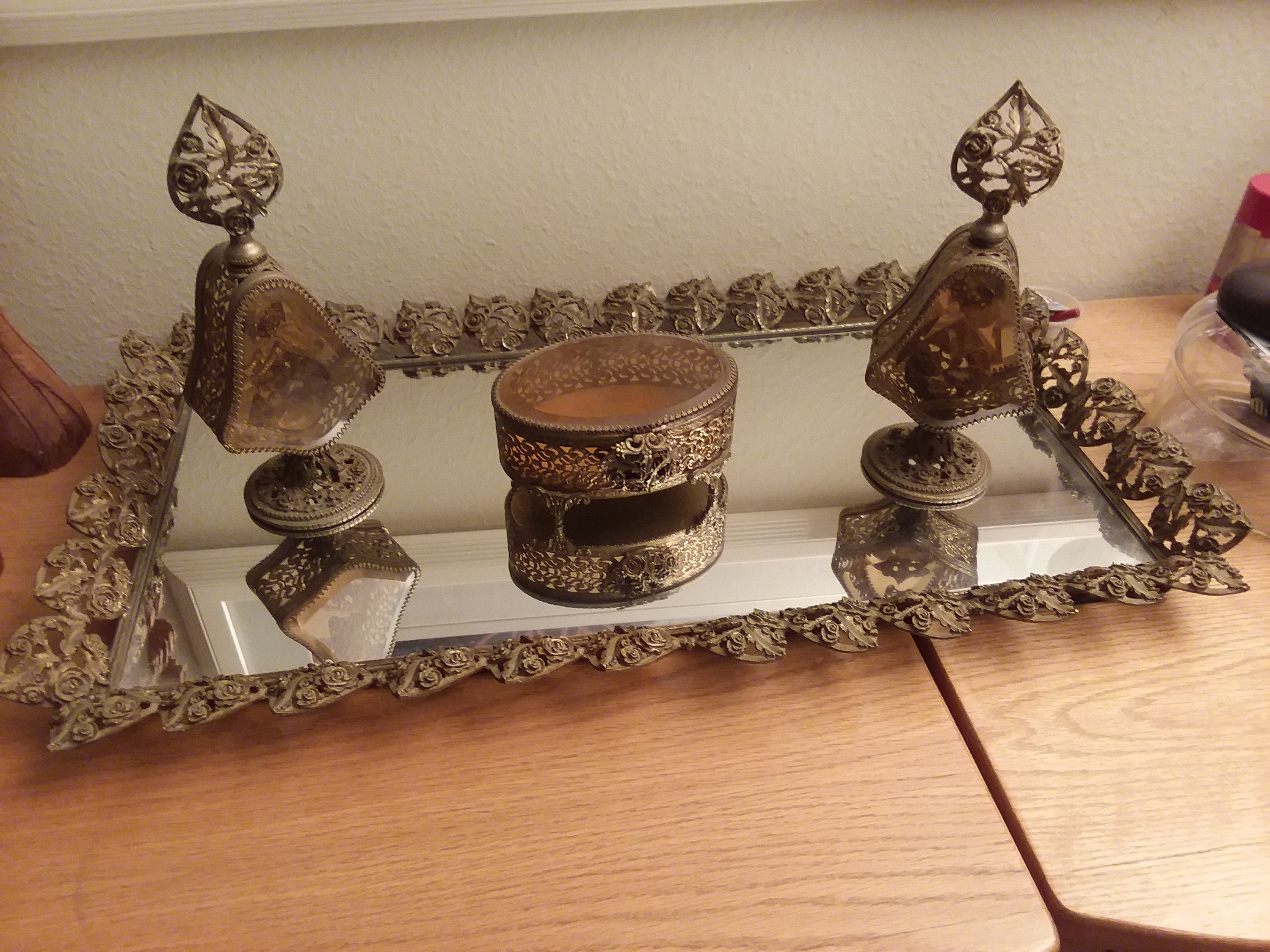 Vanity Tray Filigree Rectangle Mirrored Vanity Tray. Filigree Etsy