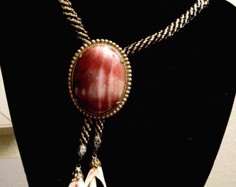 AGATE  Bolo  1960's  Unique  / Exquisite Agate Bolo/ Western Wear/Gems Stones Crystals