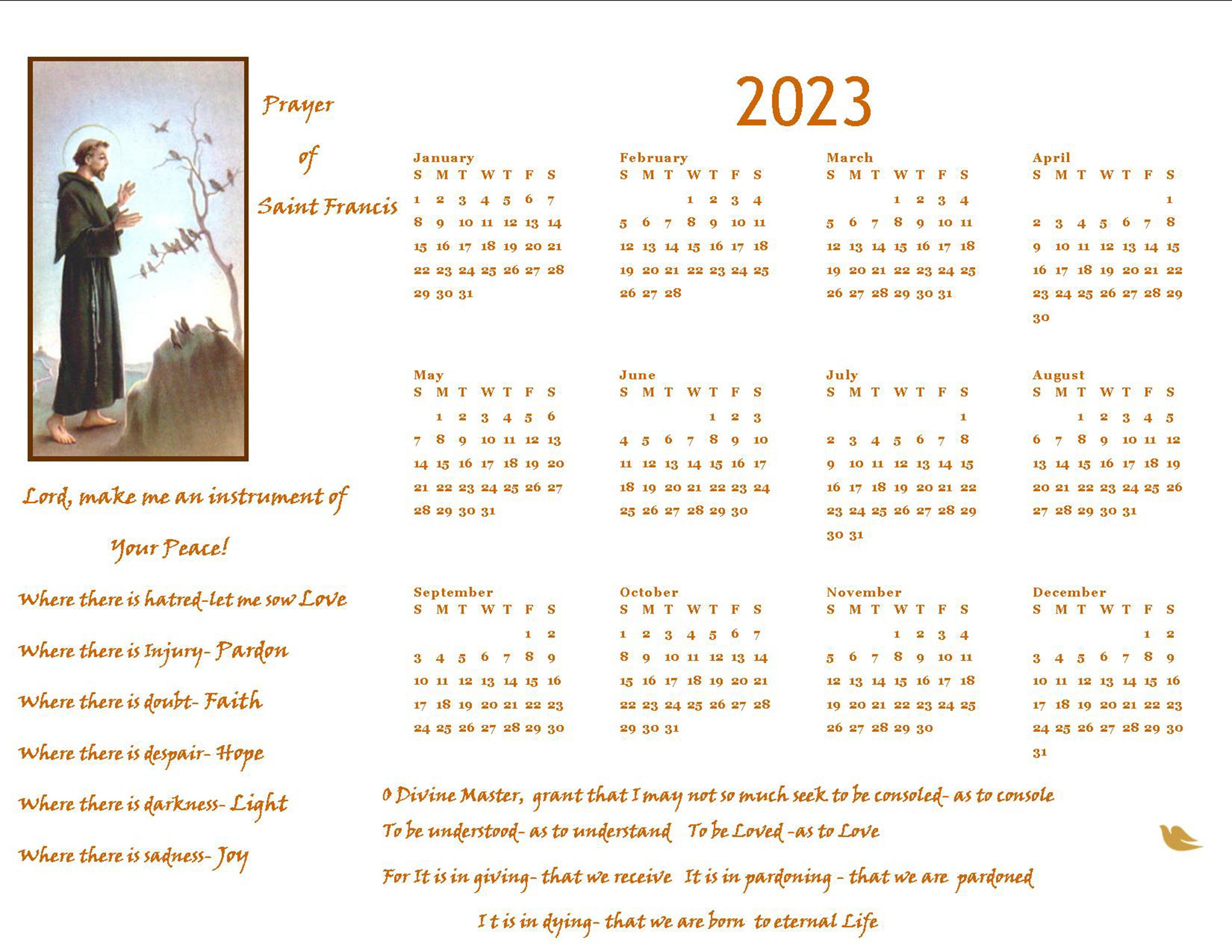 buy-2023-calendar-st-francis-printable-download-st-francis-assisi-online-in-india-etsy