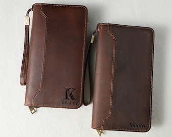 Personalized Leather Family Passport Holder & Travel Wallet | RFID Blocking, AirTag Slot, Travel Wallet for Family Couples, Christmas Gift