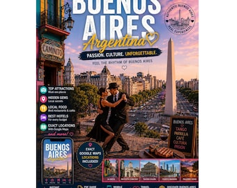 Guía de viaje de Buenos Aires en PDF / Itinerario de Argentina, joyas ocultas, tango y Google Maps