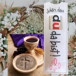 Gastgeschenk „Schön dass du da bist“, Filz Geschenkverpackung für Duplo, Hochzeit, Konfirmation, Firmung, Jugendweihe, Kommuion image 3