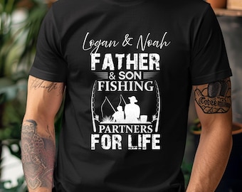 Personalized Fishing T-Shirt Father and Son with Names, Gift for Fishermen, Fathers Day Fishing Shirt, Family Fishing Tee