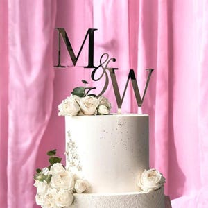 Adorno para tarta de bodas personalizado / Adorno para tarta con inicial personalizado / Elegante decoración para tarta con letras acrílicas
