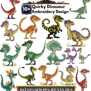 Rolig udda dinosauriebroderidesign, T-Rex dinosauriebroderi, minidinosaurie, dinosaurie-Claus-broderi, maskinbroderidesign