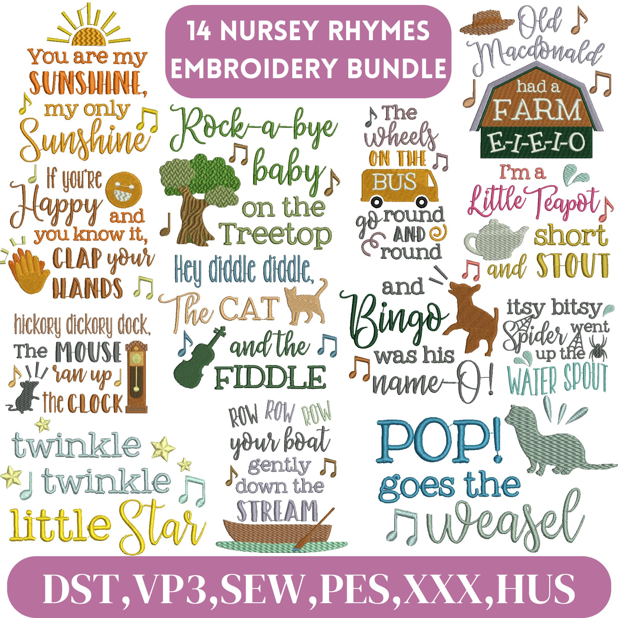 Nursery Rhymes Embroidery Design, Rhymes Embroidery, Nursery Decor ...