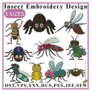 Bugs Embroidery Design, Ladybug Embroidery, Dragonfly embroidery, beetle, insect embroidery, Bee, Machine Embroidery Design