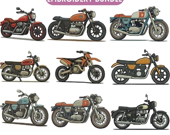Motorcycle Embroidery Design, Vintage motorbikes, Chopper Pattern, Motorcycle Rider Design, Bike Embroidery, Machine Embroidery Design