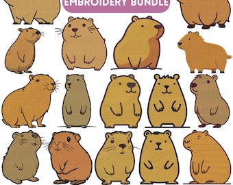 Diseño de bordado de capibara, divertido bordado de capibara, lindo diseño de capibara para bordar mascotas, bordado de animales, diseños de bordado a máquina
