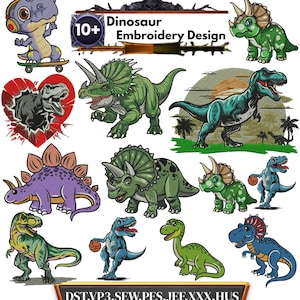 Rolig udda dinosauriebroderidesign, T-Rex dinosauriebroderi, minidinosaurie, dinosaurie-Claus-broderi, maskinbroderidesign