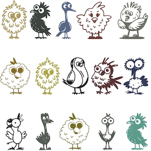 Motif de broderie drôle de poulet fou, Broderie d&#39;oiseaux fous, Broderie de poulet fou, Broderie de poulet mignon, Motif de broderie machine