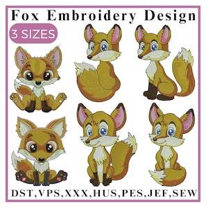 Fox Embroidery Design, Baby Fox Embroidery, Fox in Autumn Motif, Fox Design, Woodland Animals, Machine embroidery design
