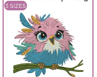 Cute Bird Embroidery Design, Funny Bird Embroidery, Bird Embroidery, Crazy Bird Design, Bird Embroidery File, Machine Embroidery Design