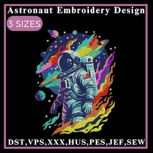 Astronaut Stickerei, Weltraum Stickerei, fliegende Astronaut Stickerei, Galaxie Stickerei, Maschinenstickerei
