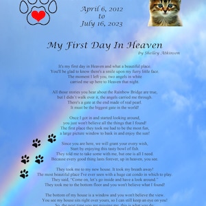 Regalo para el dueño por la pérdida de una mascota / Poema conmemorativo para gatos / Recuerdo conmemorativo personalizado para gatos / Regalo de condolencias / Poema del Puente del Arcoíris / Foto de recuerdo de la mascota