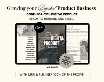 Digital Product Business Guide, Canva Ebook with MRR PLR