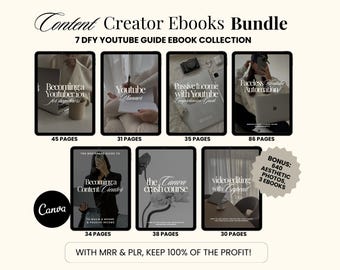 YouTube Channel Guide Ebooks Bundle, PLR MRR Canva