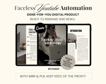 Faceless YouTube Automation MRR PLR, Youtube Guide, Ebooks, DFY Done for you, Digital Product, Master Resell Rights, Private Label Rights
