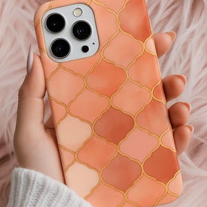 Mosaic Phone Case | Moroccan Tile Inspired iPhone Case | Boho Orange Geometric Pattern Beach Vibes