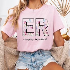 Sweater met bloemen spoedafdeling, shirt spoedeisende hulp, shirt spoedeisende hulp, cadeau verpleegkundige, trui spoedafdeling, shirt spoedafdeling, verpleegkundige crewneck, T-shirt spoedeisende hulp