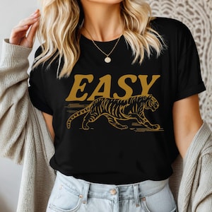 Easy Tiger Comfort Colors® T-Shirt, Vintage Distressed Tiger Shirt, Oversized Retro Tiger Tee, Trendy Grunge Indie Boho Shirt, Graphic Tee