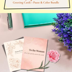 Warmth-serie – Afdrukbare Moederdagkaart + extra kleurplaat bloemen | Digitaal downloadcadeau voor moeder