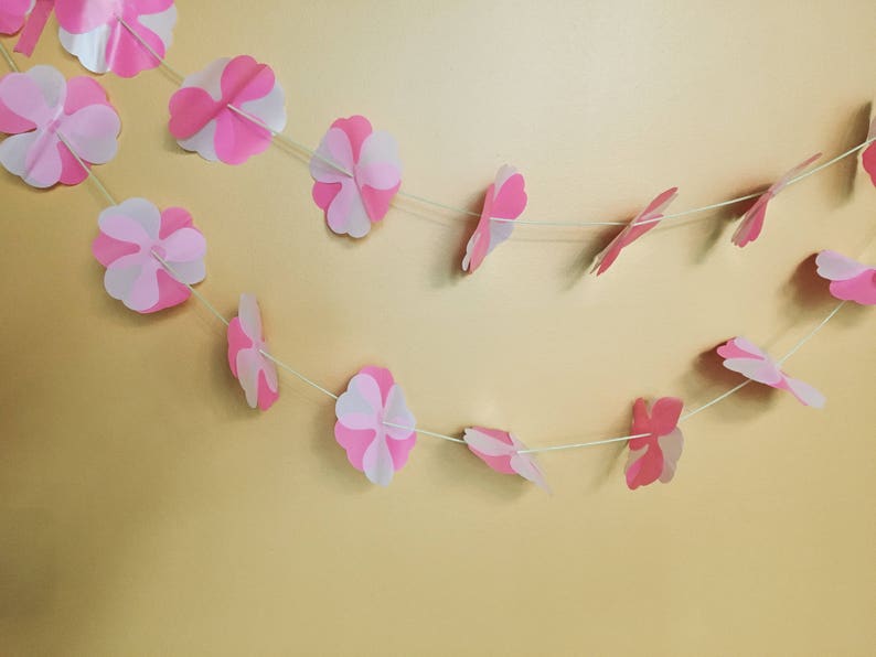 Parcel Vintage Clover Garland; READY TO SHIP; Blue or Pink