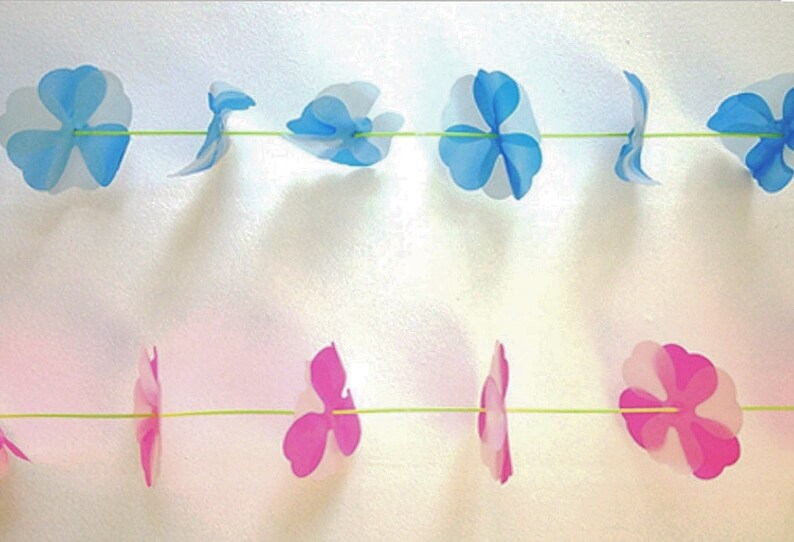 Parcel Vintage Clover Garland; READY TO SHIP; Blue or Pink