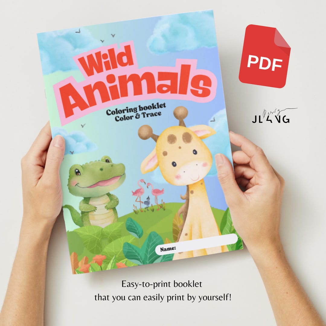 Kids' Safari Animals Coloring Book | Printable Activity (PDF) - Etsy