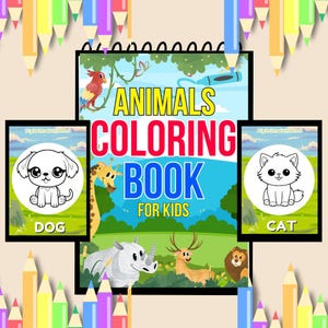 24 Animal Coloring Pages, Wildlife Coloring Sheets, Kids Art Activity, Printable Coloring Book, Fun Learning, Art Gift