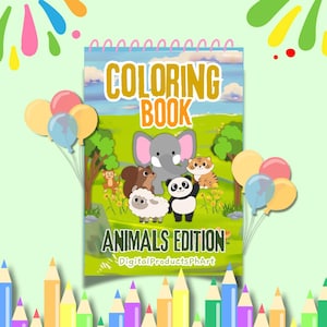26 Animals Coloring Pages, Printable Animal Sheets, Kids Activity, Animal Art Pages, Coloring Book, Educational Fun
