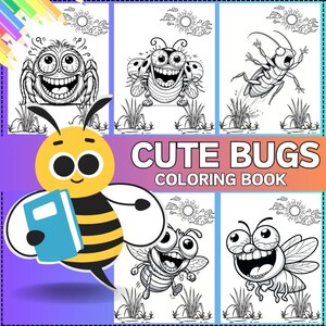 52 PAGES Cute Bugs and Insect Coloring Book | Coloring Activity Book | Fun Insects for Kids | Educational Gift | Bug Lovers