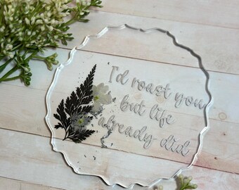 Black leaf Floral resin coaster