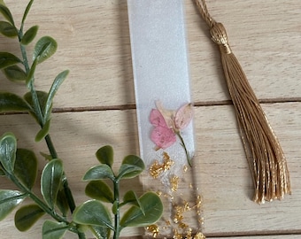 Marcapáginas botánico de flores prensadas – Marcapáginas floral de resina hecho a mano para lectores