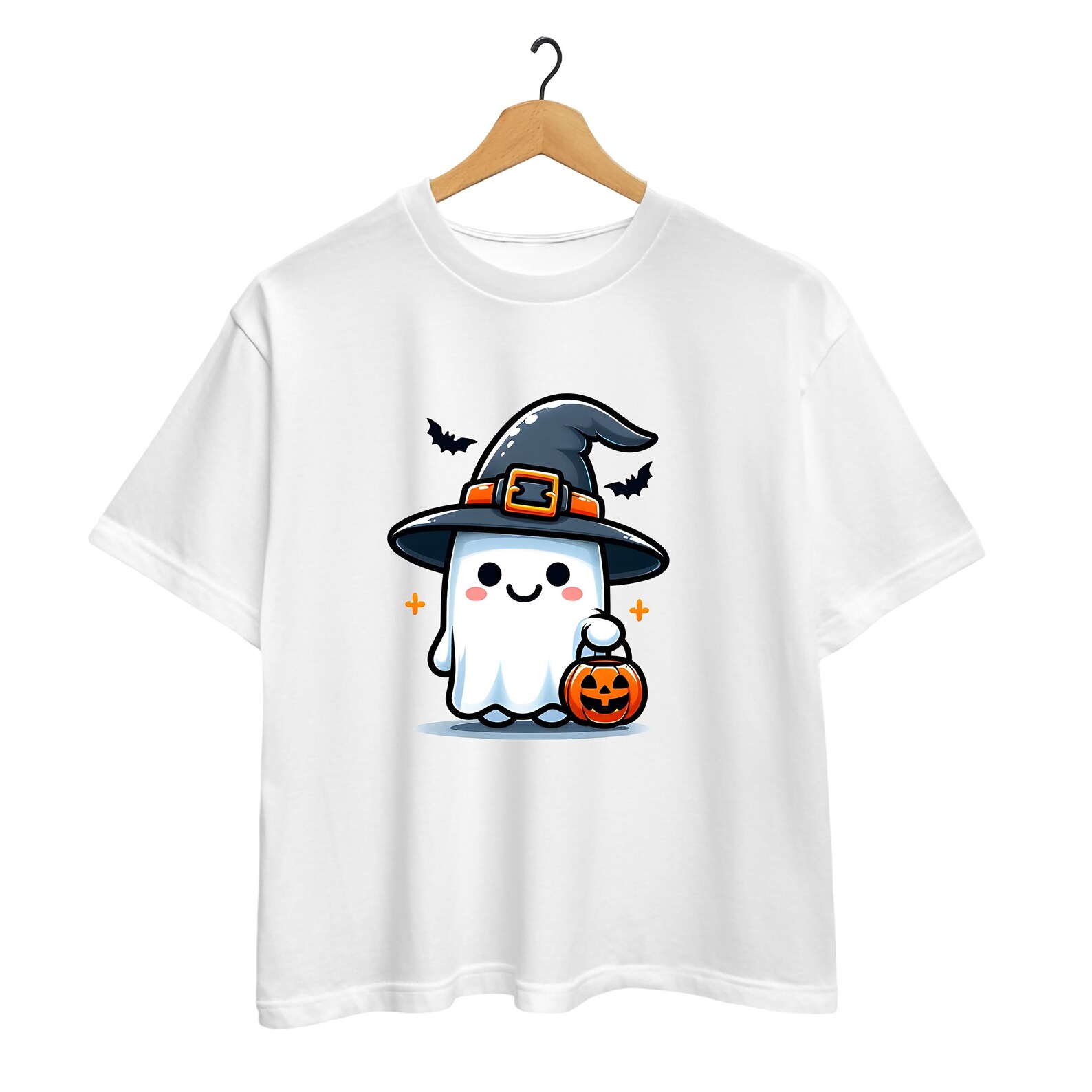 Pigiama Halloween Donna Con Stampa Fantasmi E Zucche - Set Maglietta E Pantaloni Larghi