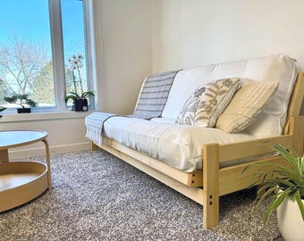 Kamouraska | Wooden Futon Frame | Custom-made Sofa Bed | Rustic Furniture | Eco-Friendly Sofa Bed | Farmhouse Wood Sofa