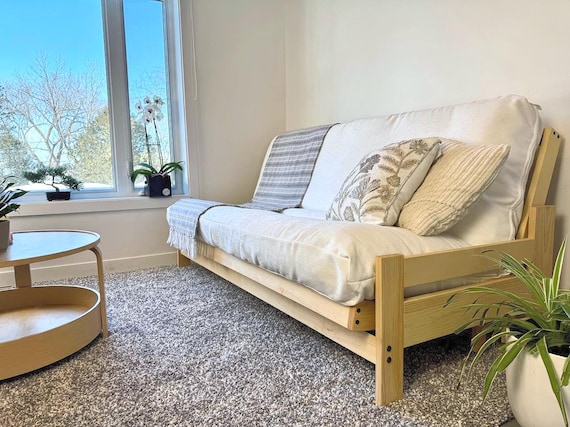Kamouraska | Wooden Futon Frame | Custom-made Sofa Bed | Rustic Furniture | Eco-Friendly Sofa Bed | Farmhouse Wood Sofa