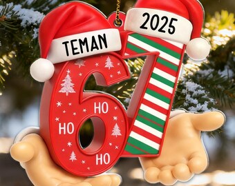 Custom 67 Meme Ornament, Personalized Six Seven Acrylic Christmas Decoration for Kids,Custom Name Acrylic Tree Ornament, Gen Alpha Gift
