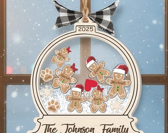 Personalized Gingerbread With Hat Family Christmas Ornament, Custom Family Ornament 2025, 4D Customized Cookie Ornament Gift for Christmas