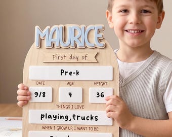 Personalized Back to School Sign,Preschool, Kindergarten 1st Day of School Sign,  First Day of School Sign, School Board, Last Day of School