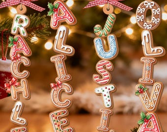 Custom Gingerbread Alphabet Ornament, Kids Name Ornament, Kids Christmas Gifts, Christmas Tag for Stockings, Christmas Ornaments for Family