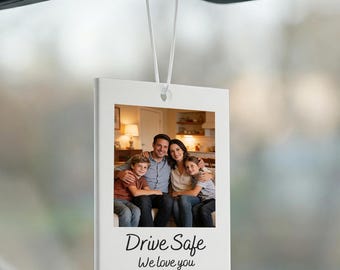 Personalized Photo Car Ornament, Acrylic Polaroid Rearview Mirror Charm, Custom Picture Car Hanger, Drive Safe Gift for Him Her